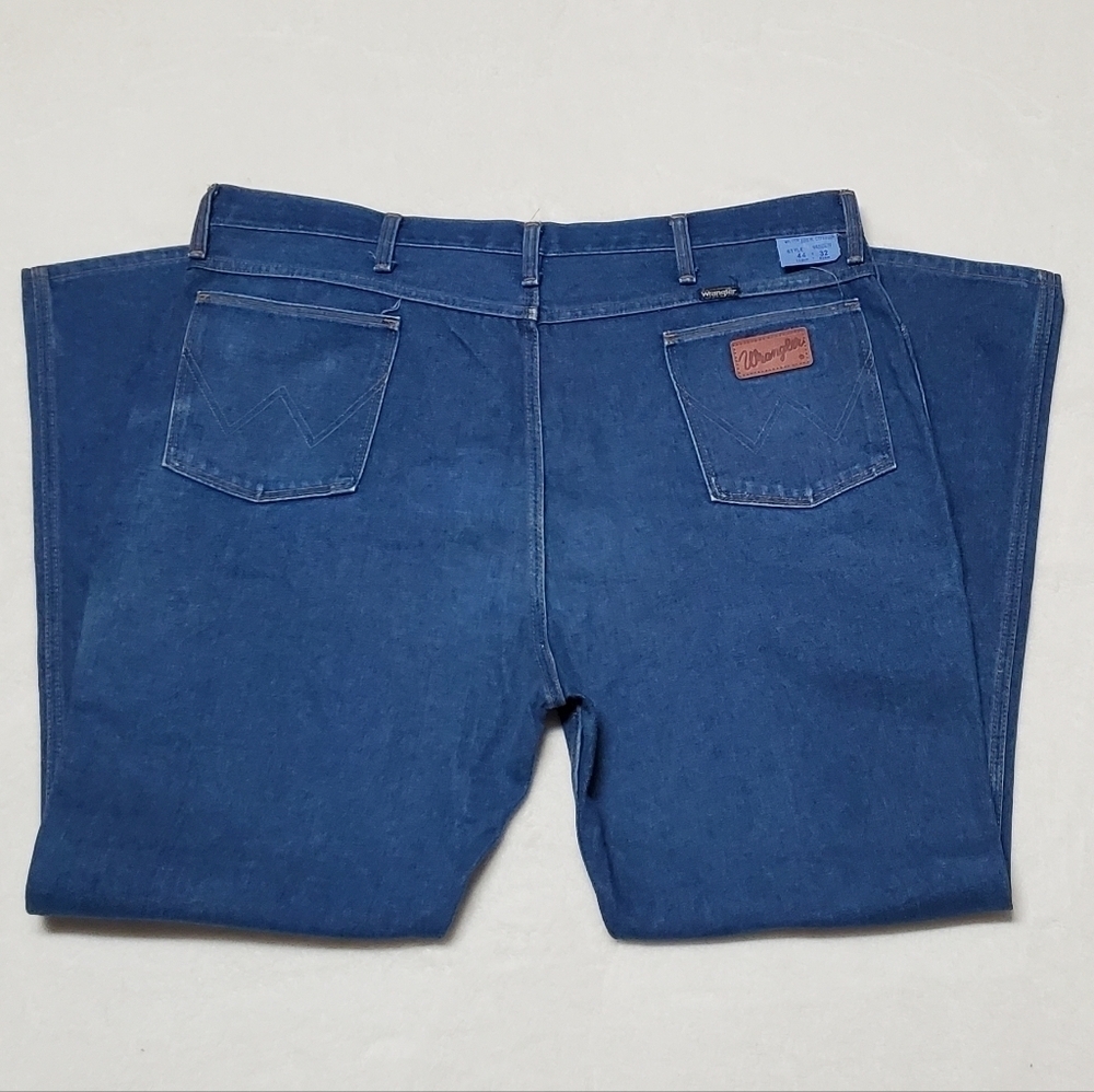 Vintage 1970s Wrangler Unisex Extra High Rise Boot Cut Dark Wash Jeans 945DEN - Picture 6 of 11